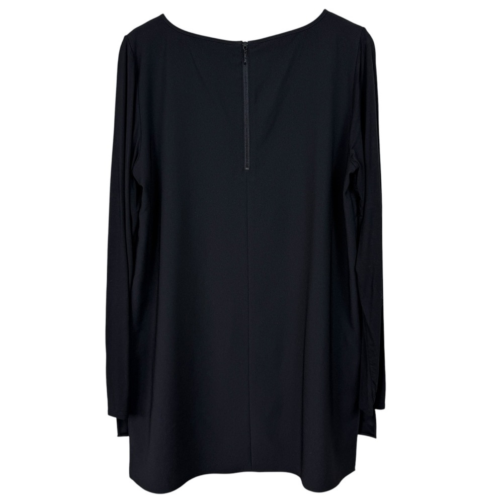 White House Black Market Black Long Sleeve Blouse High-Low Hem - Size 12 - Picture 6 of 7